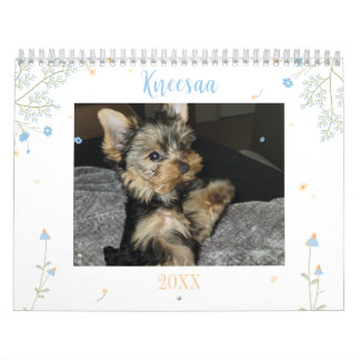 Calendario ¡Personalízalo! Foto de Mascota floral blanco