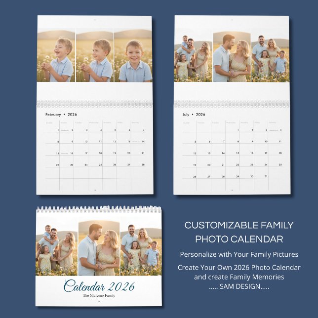 Calendario Personalized Elegant Family Memories Wall Calendar (Subido por el creador)
