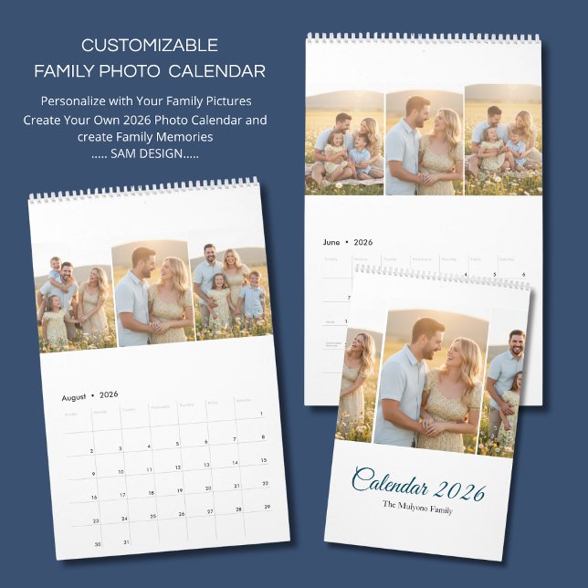 Calendario Personalized Elegant Family Memories Wall Calendar (Subido por el creador)