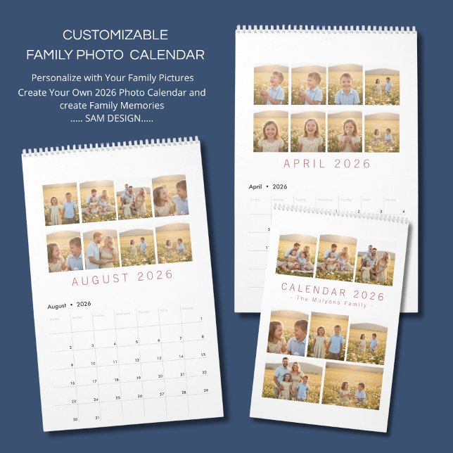 Calendario Personalized Elegant Family Memories Wall Calendar (Subido por el creador)