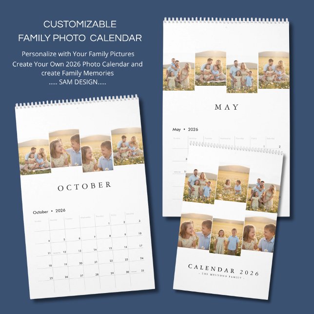 Calendario Personalized Elegant Family Memories Wall Calendar (Subido por el creador)