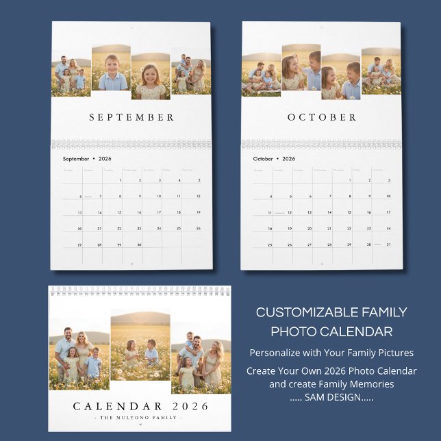 Calendario Personalized Elegant Family Memories Wall Calendar (Subido por el creador)