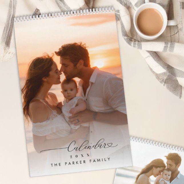 Calendario Personalized Family Photo Calendar Minimal Script (Personalized Family Photo Calendar Minimal Script)