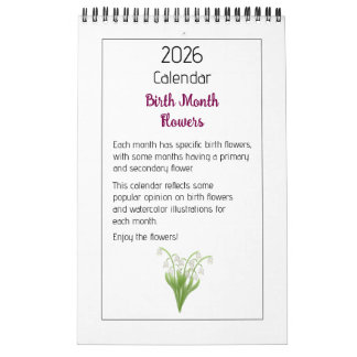 Calendario Personalized Floral Illustrations Calendar