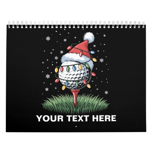 Calendario Personalized Golf Ball Christmas Tree Santa Hat  (Tapa)
