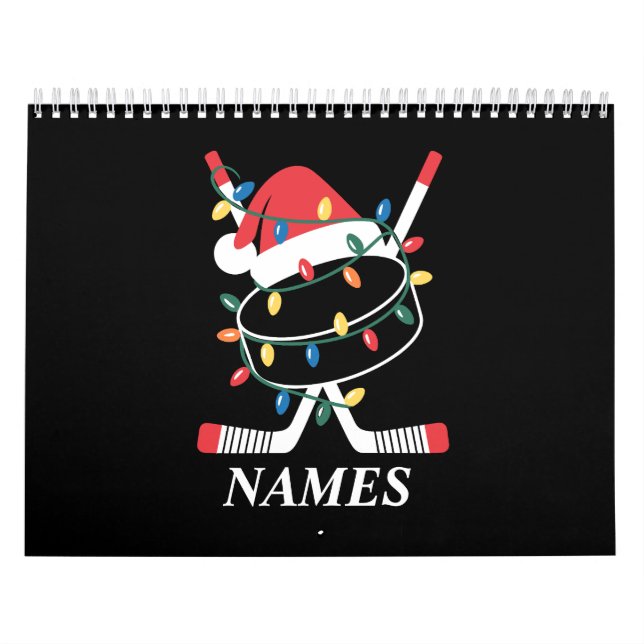 Calendario Personalized Name Christmas Hockey Xmas Santa Hat (Tapa)