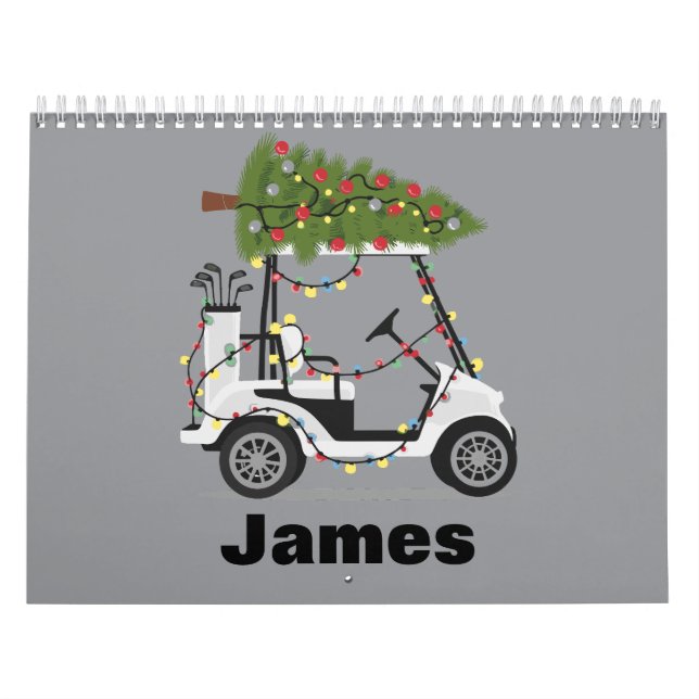 Calendario Personalized Name Golfer Christmas Golf Cart Xmas  (Tapa)