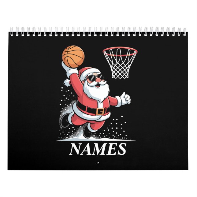 Calendario Personalized Name Xmas Santa Dunking Basketball (Tapa)