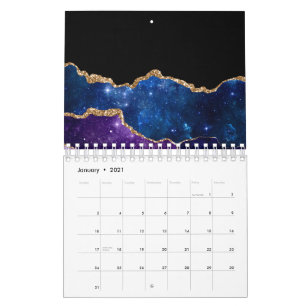 Calendario Piedra de Ágata Galaxia Brillante y Reluciente Fal