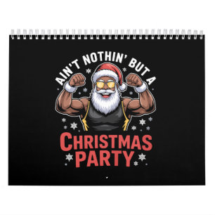 Calendario Pijama de Navidad de Papá Noel afroamericano