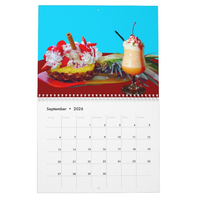 Calendario Piña y helado con un batido de fruta (Sep 2026)