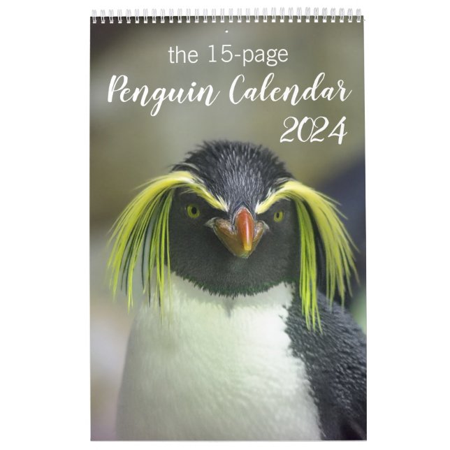 Calendario pingüino de 15 meses con descripciones  (Tapa)