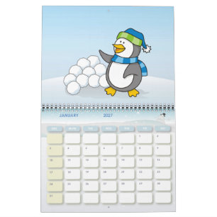 Calendario Pinguino pequeño con bolas de nieve que agita