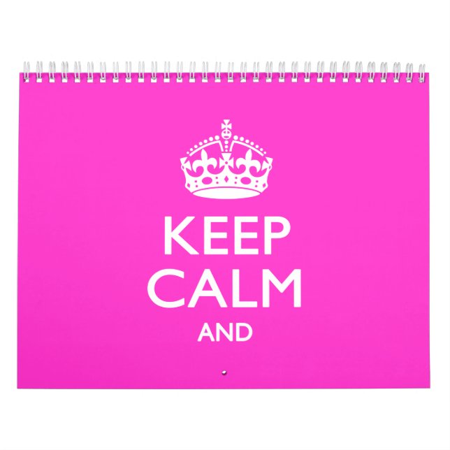 Calendario Pink Mensual 2025 MANTENGA CALMA Y Su Texto (Tapa)