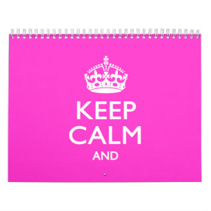 Calendario Pink Mensual 2025 MANTENGA CALMA Y Su Texto