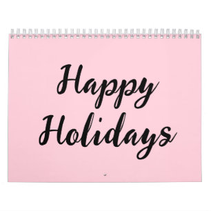 Calendario Pink pastel felices vacaciones Navidades estilo si