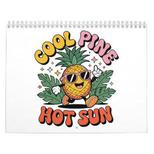Calendario Pino Genial Sol Caluroso Vibraciones Retro de Piña