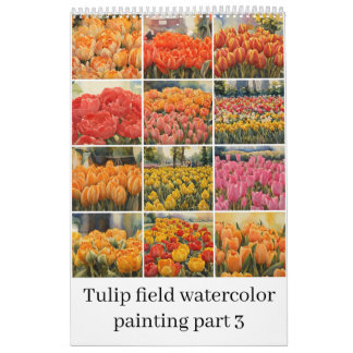 Calendario Pintura acuarela del campo de Tulips 3