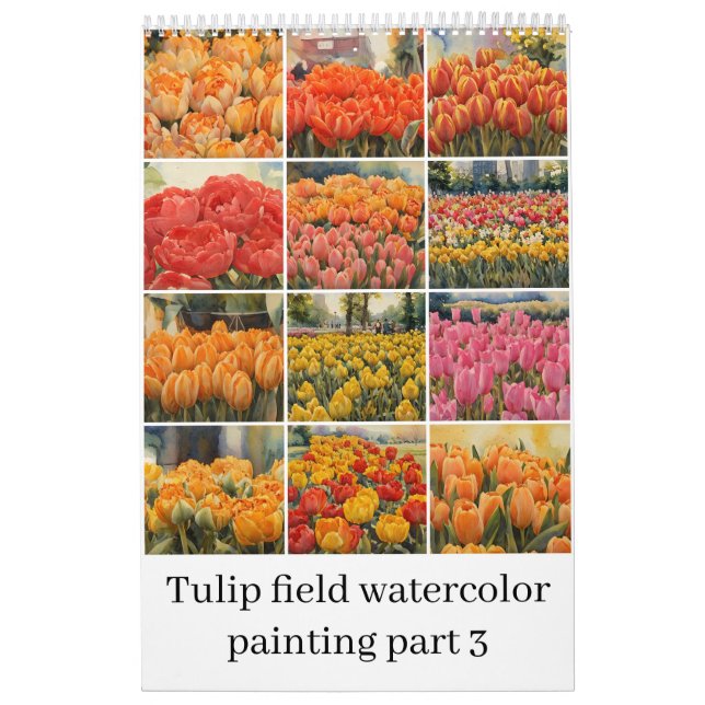 Calendario Pintura acuarela del campo de Tulips 3 (Tapa)