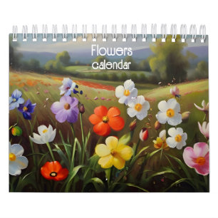 Calendario Pintura de aceite de flores