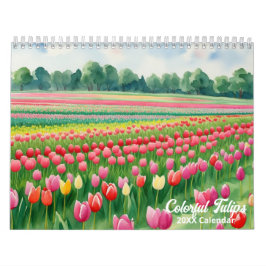 Calendario Pintura de color Tulipanes Flora colorida