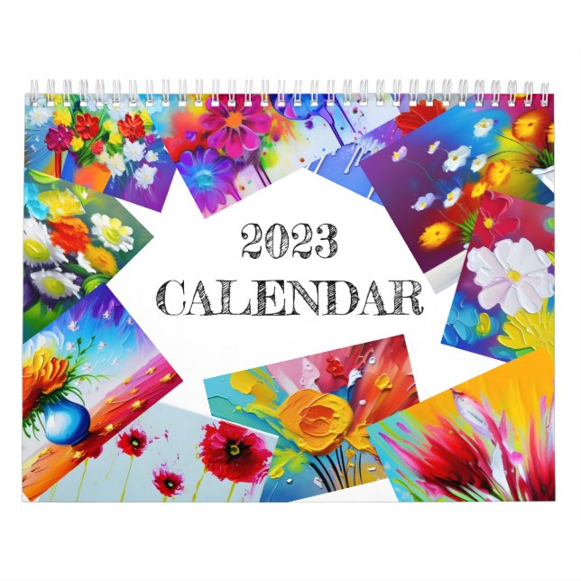 Calendario Pintura de flores de color vibrantes (Tapa)