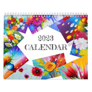 Calendario Pintura de flores de color vibrantes