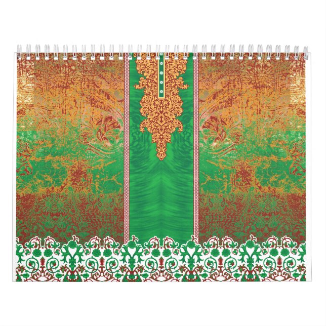 Calendario pintura de un campo verde con un borde naranja (Tapa)