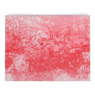 Calendario pintura de un cielo rojo con árboles