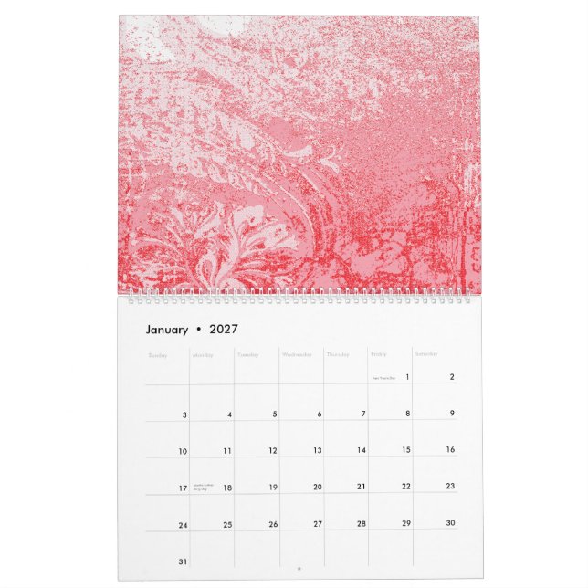 Calendario pintura de un cielo rojo con árboles (Jan 2027)