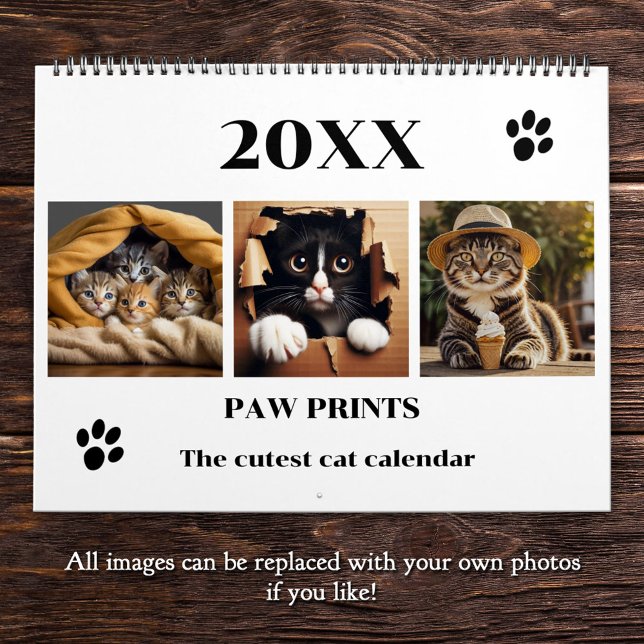 Calendario Pintura Impresiones Mascota de imágenes de gato gr (A beautiful personalized calendar featuring fun images of cats in the various seasons)
