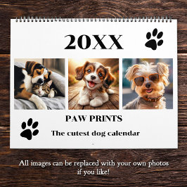 Calendario Pintura Impresiones Mascota Perro Foto arte grande