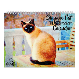 Calendario Pintura magnífica de la acuarela de 12 gatos