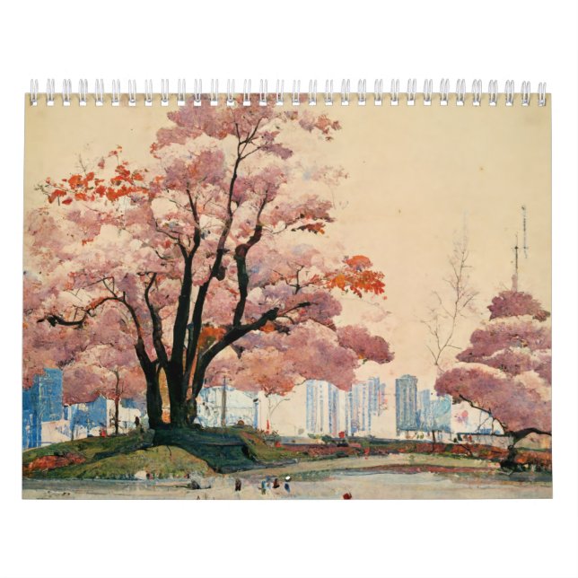 Calendario pintura tradicional japonesa de ukiyo-e (Tapa)