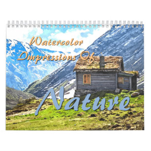 Calendario Pinturas Acuarela Impresiones de la Naturaleza 202