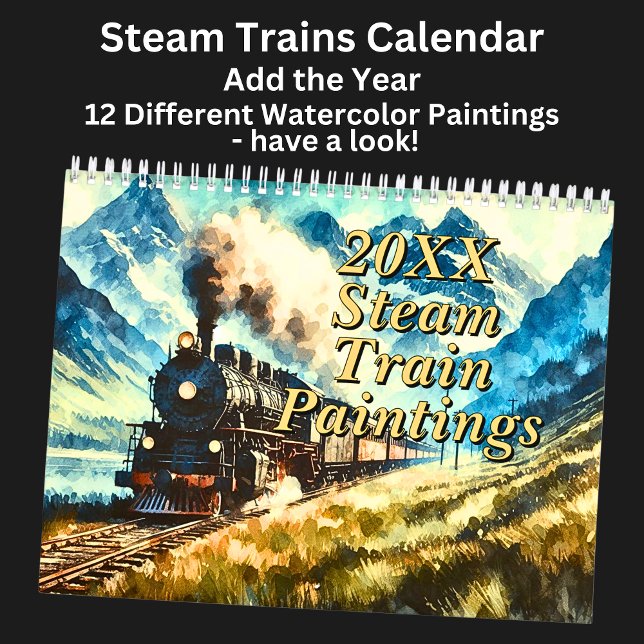 Calendario Pinturas acuáticas de trenes de vapor, (Subido por el creador)