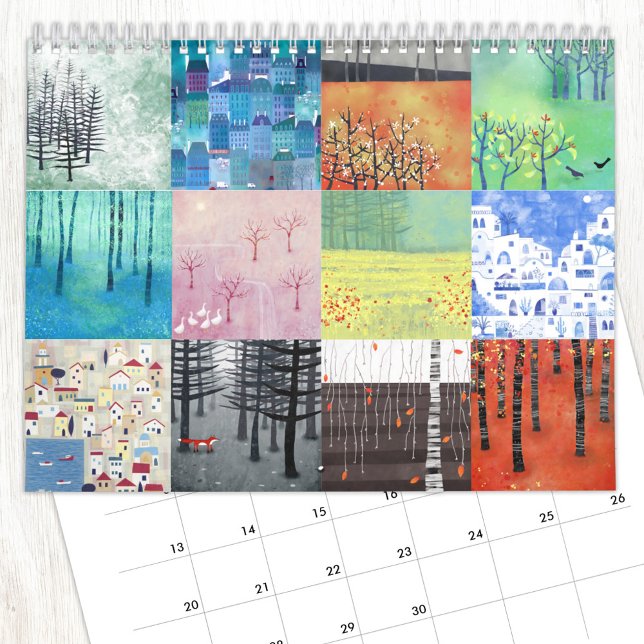 Calendario Pinturas de paisajes de Nic Squirrell (Landscape art paintings calendar with original art by Nic Squirrell)