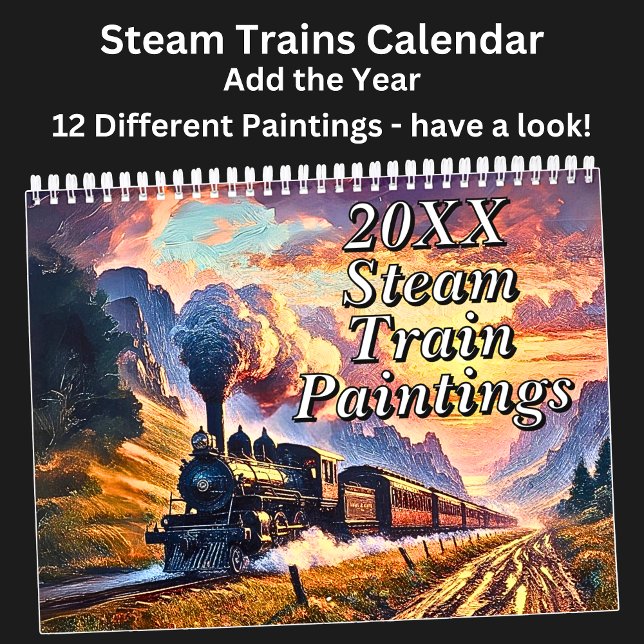 Calendario Pinturas de trenes de vapor, 12 diferentes, (Subido por el creador)