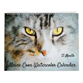 Calendario Pinturas lindas de la acuarela de los gatos de