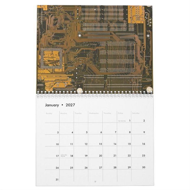 Calendario placa de circuito electrónica, 2012 (Jan 2027)