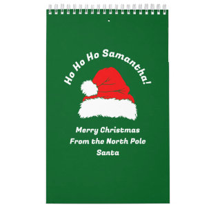 Calendario Planificador Verde Rojo Blanco Santa Feliz Navidad