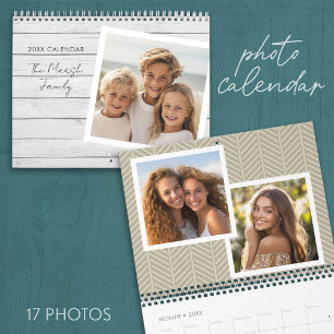 Calendario Plantilla de 17 fotos con patrones modernos