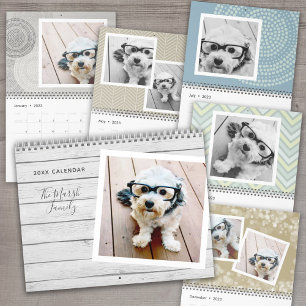 Calendario Plantilla de 17 fotos con patrones modernos