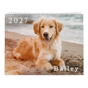Calendario Plantilla simple para amantes de mascotas con foto
