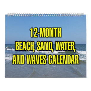 Calendario Playa, Arena, Agua y olas durante 12 meses