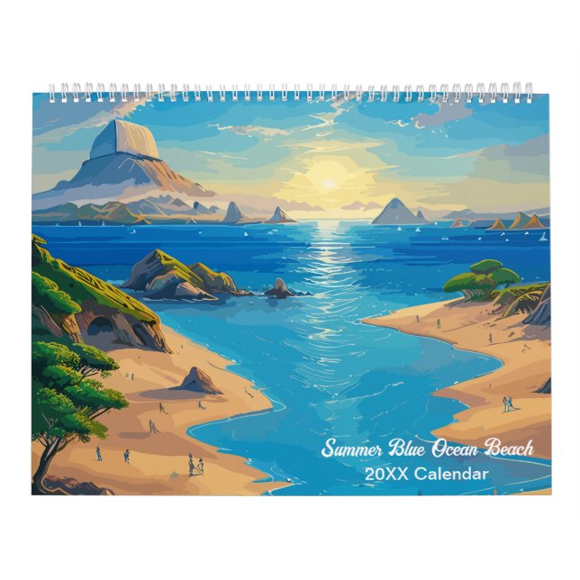 Calendario Playa del Océano Azul de Verano (Tapa)