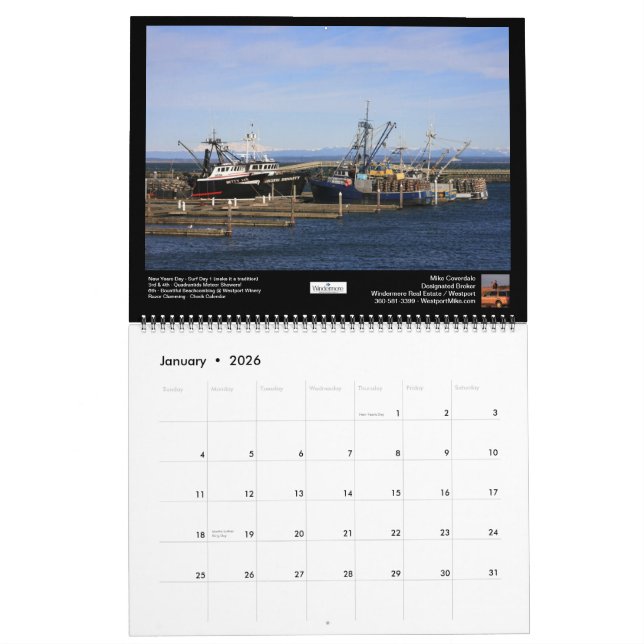 Calendario Playa del sur Windermere escénico 2013 (Jan 2026)