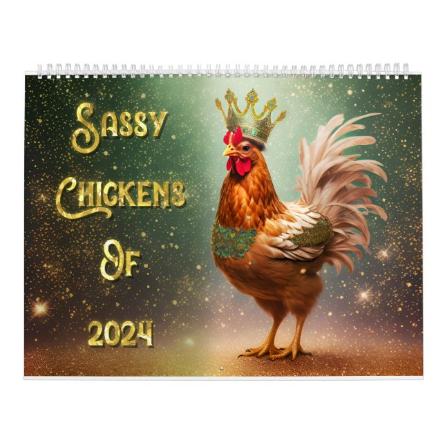 Calendario Pollos de dos páginas grandesCalendario, blanco (Tapa)