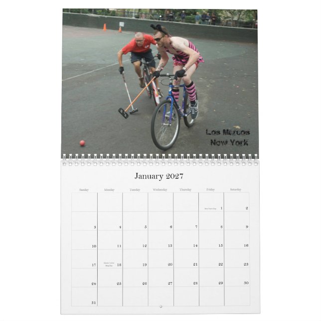 Calendario Polo de la bicicleta del Hardcourt - modificado (Jan 2027)