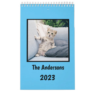 Calendario Pon mis imágenes de gato cada mes azul